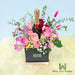 Flower Arrangements of 09 Roses , Baby's Breath and Foliage include 01 Bot Mini MOET Champagne 200ml 