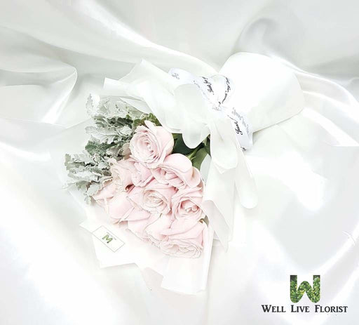 Delight - Pink Roses Hand Bouquet - Fresh Cut Roses - Free Same Day Delivery - Florist Singapore - Well Live Florist