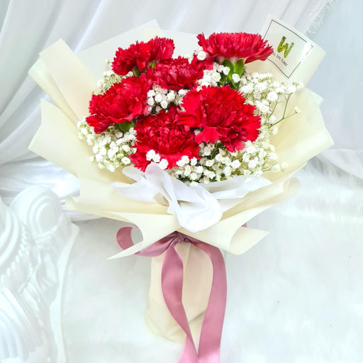 Elegant Expressions - Carnation Hand Bouquet - Flower bouquet - Flower Delivery Singapore - Well Live Florist