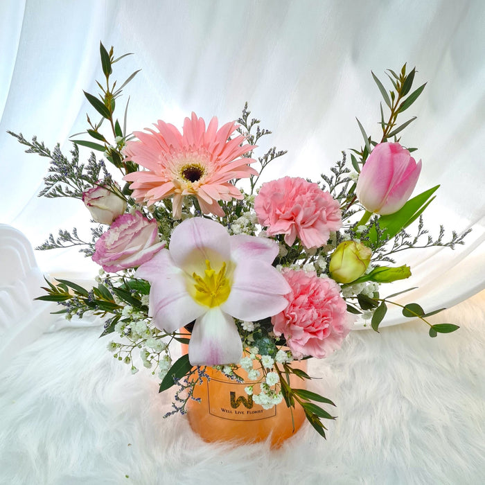 Flower box, Carnation, tulip and gerbera