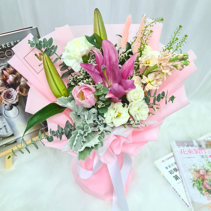 Mystic Garden - Lily Hand Bouquet - Flower Bouquet - Flower Delivery Singapore - Well Live Florist