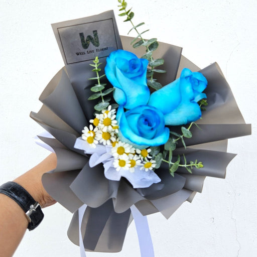 Denim Dream - Blue Rose Hand Bouquet - Flower Bouquet - Flower Delivery Singapore - Well Live Florist