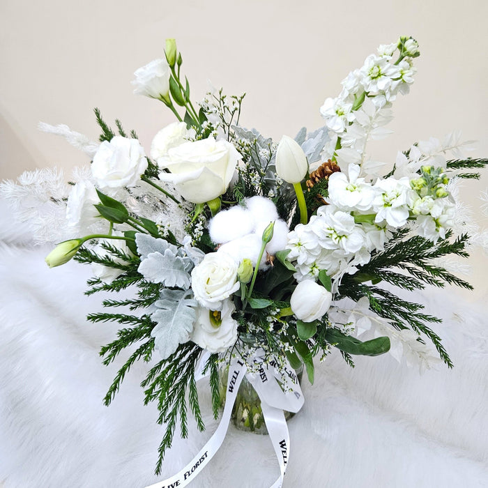 Frosty White Blooms - Christmas - Christmas - flower in vase - Well Live Florist