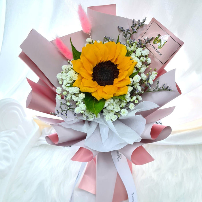 Sunflower bouquet, hand bouquet, flower bouquet, flower delivery Singapore, Well Live Florist