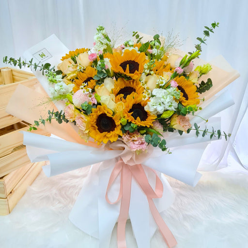 Golden Bloom - Sunflower Hand Bouquet - Flower Bouquet - Flower Delivery Singapore - Well Live Florist