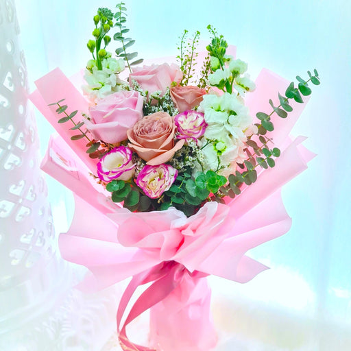 Pink Mocha - Rose Hand Bouquet - Flower Bouquet - Flower Delivery Singapore - Well Live Florist