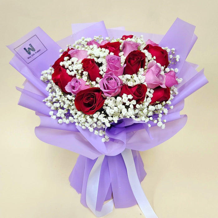 Hedy - Hand Bouquet - Hand Bouquet - Purple Roses - Red Roses - Well Live Florist