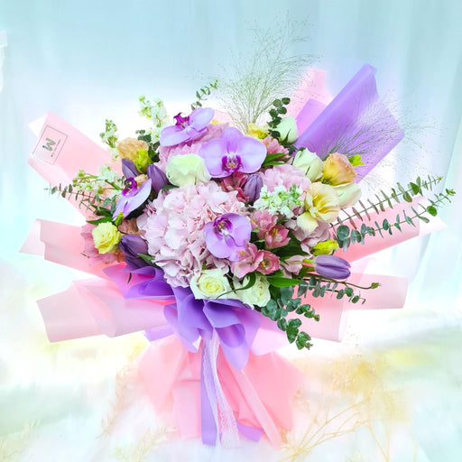 I Love The Way You Make Me Feel - Hand Bouquet - Eustoma - Hydrangea - Orchid - Tulip - Rose - Well Live Florist