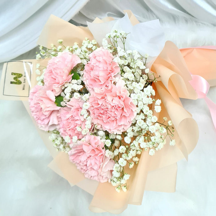 Joyful Pinks - Carnation hand bouquet - Flower bouquet - Flower Delivery Singapore - Well Live Florist