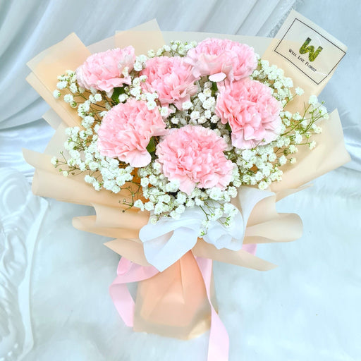 Pink carnation bouquet, hand bouquet