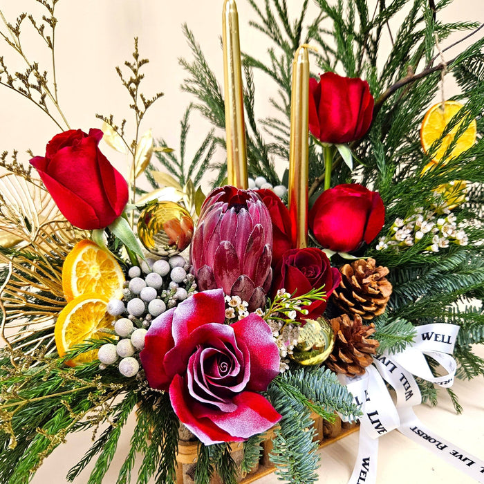 Joyful Yuletide - Christmas - Christmas Wreath - Red Roses - Well Live Florist
