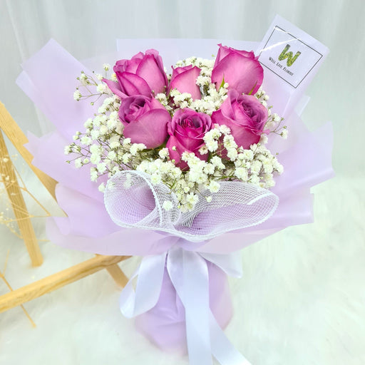 Purple Passion - Rose Hand Bouquet - Flower Bouquet - Purple Rose - Flower Delivery Singapore - Well Live Florist
