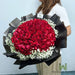 Hand Bouquet Of 99 Fresh Cut Roses and Baby's Breath