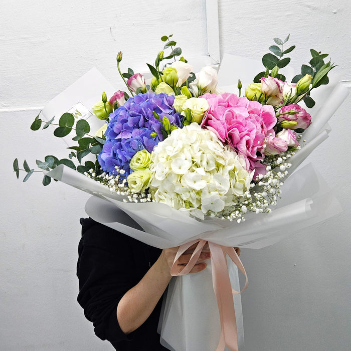 Pastel Prism - Hydrangea Hand Bouquet - Flower Bouquet - Flower Delivery Singapore - Well Live Florist