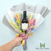 Hand Bouquet Of 01 Bot Jacob's Creek Shiraz Cabernet 187 ml ,Baby's Breath and Foliage