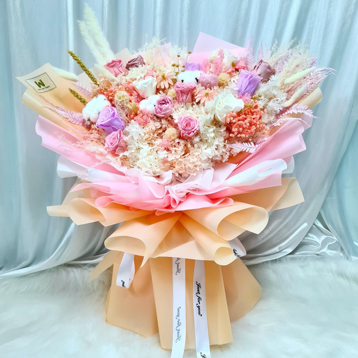 Hand bouquet, preserved rose bouquet, preserved hydrangea bouquet, Cotton flower bouquet