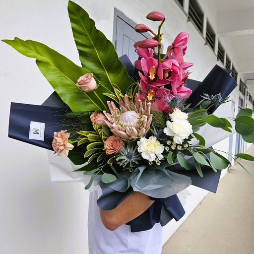 Regal Beauty - Hand Bouquet - Carnation - Cymbidium - Hand Bouquet - Well Live Florist