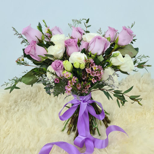 Rowan - wedding - Bridal Bouquet - Eustoma - Roses - Well Live Florist