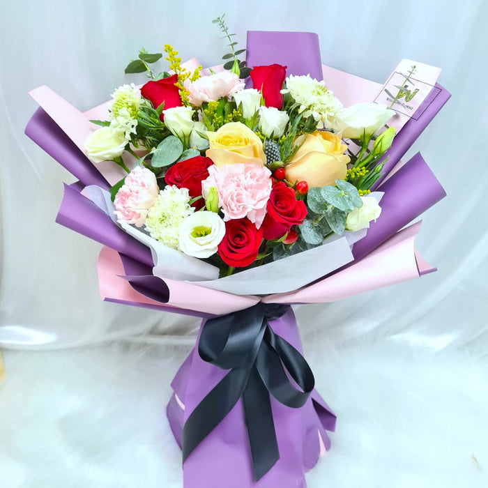 Starlight Blooms - Hand Bouquet - Flower Bouquet - Rose and Carnation - Flower Delivery Singapore - Well Live Florist