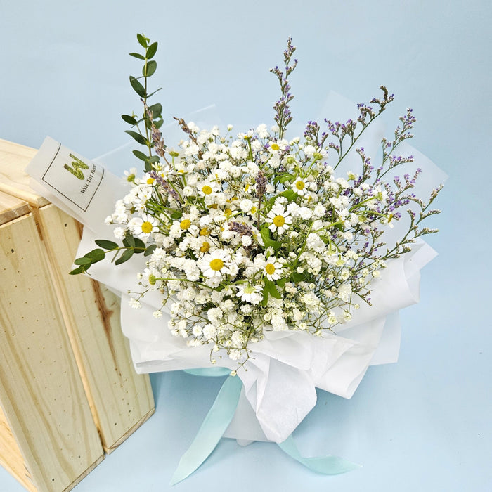 Soft Serenade - Baby's Breath Hand Bouquet - Flower Bouquet - Daisy - Flower Delivery Singapore - Well Live Florist