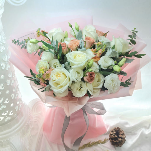 Stylish Spring - Hand Bouquet - Eustoma - Roses Well Live Florist