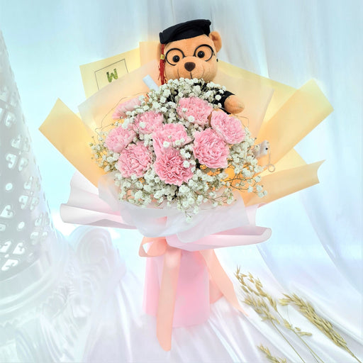 Graduation bouquet, carnation bouquet, graduation bear