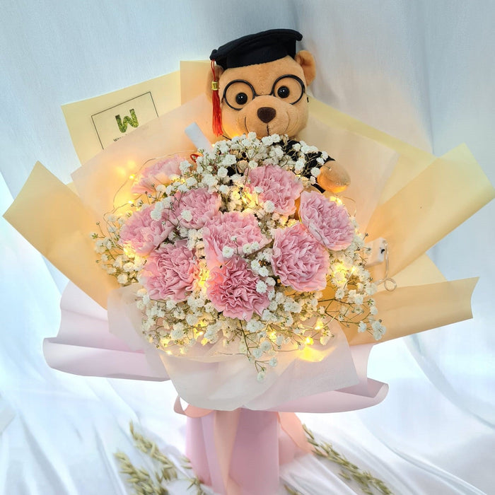 Graduation bouquet, carnation bouquet, graduation bear
