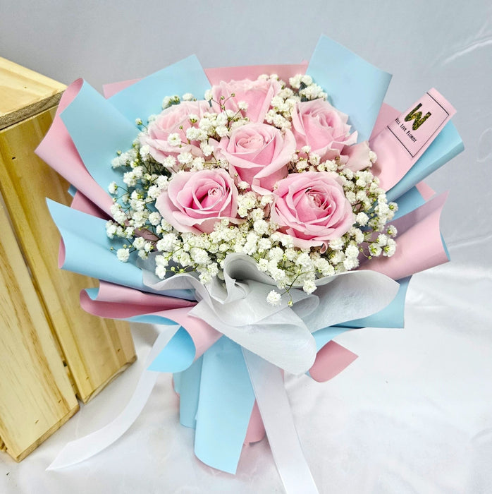 The Sweetest - Pink Rose Hand Bouquet - Flower Bouquet - Flower Delivery Singapore - Well Live Florist