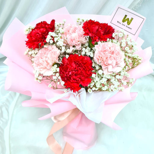 Vibrant Bloom - Carnation hand bouquet - Flower bouquet - Flower Delivery Singapore - Well Live Florist