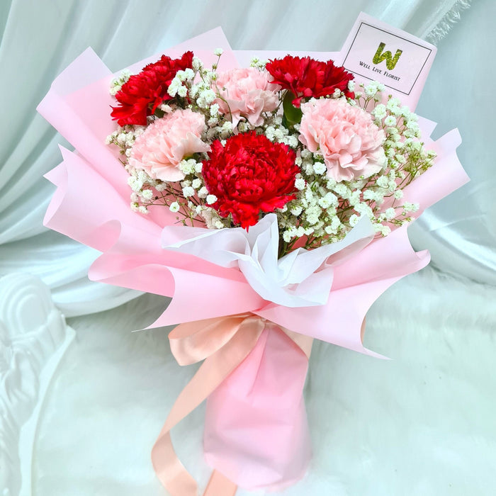 Carnation bouquet, hand bouquet, flower bouquet