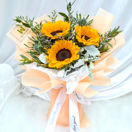 Warmth Of Sunflower - Sunflower hand bouquet - flower bouquet - Flower Delivery Singapore - Well Live Florist