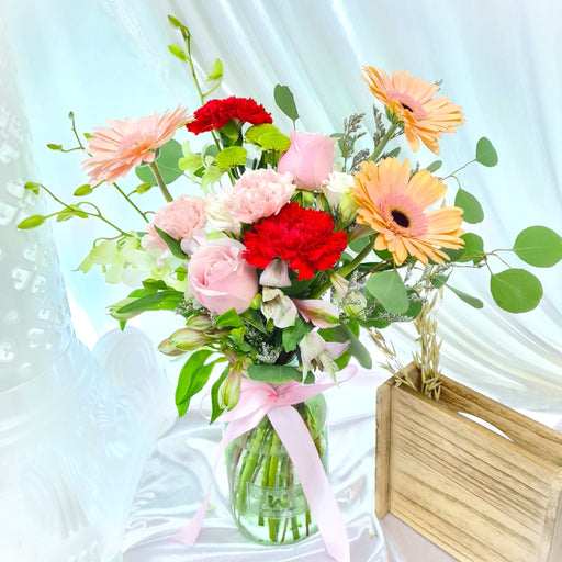 Wonderful - Flower In Vase - Carnation - Eustoma - Gerbera - Well Live Florist