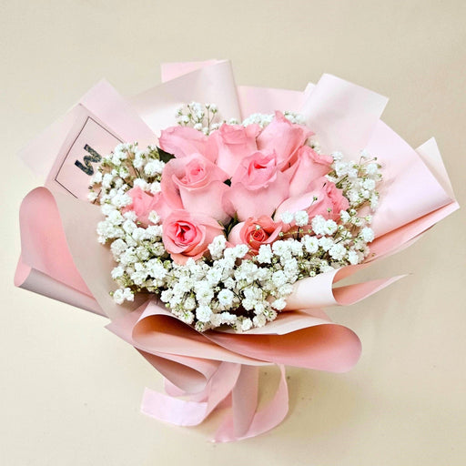 You Me - Hand Bouquet - baby breath - red roses - Roses - Well Live Florist