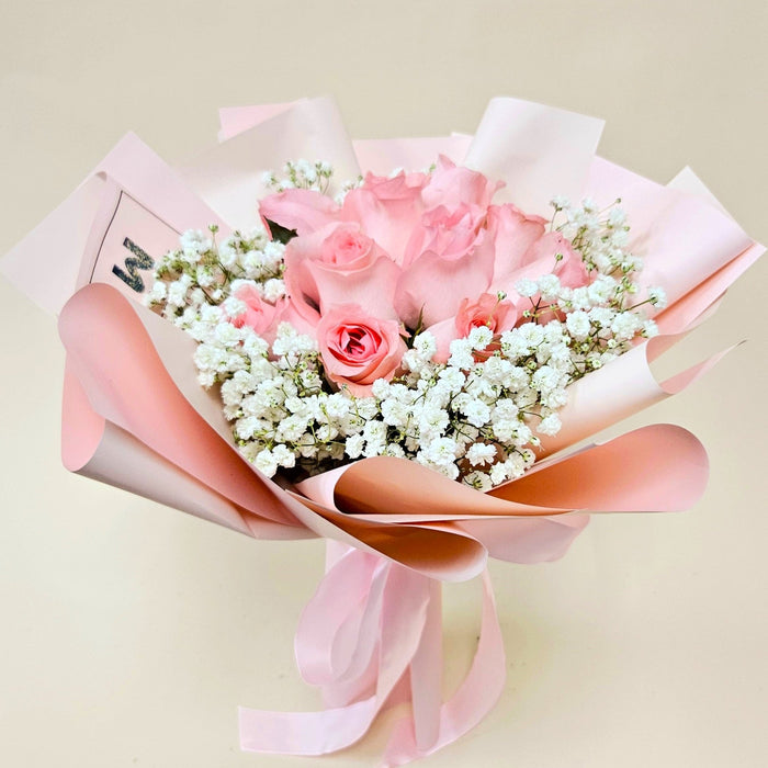 You Me - Hand Bouquet - baby breath - red roses - Roses - Well Live Florist